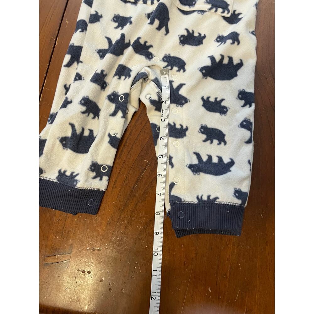 Carters 12 Months One Piece Hooded Fleece Outfit Jumpsuit White Navy Bears - Picture 10 of 10